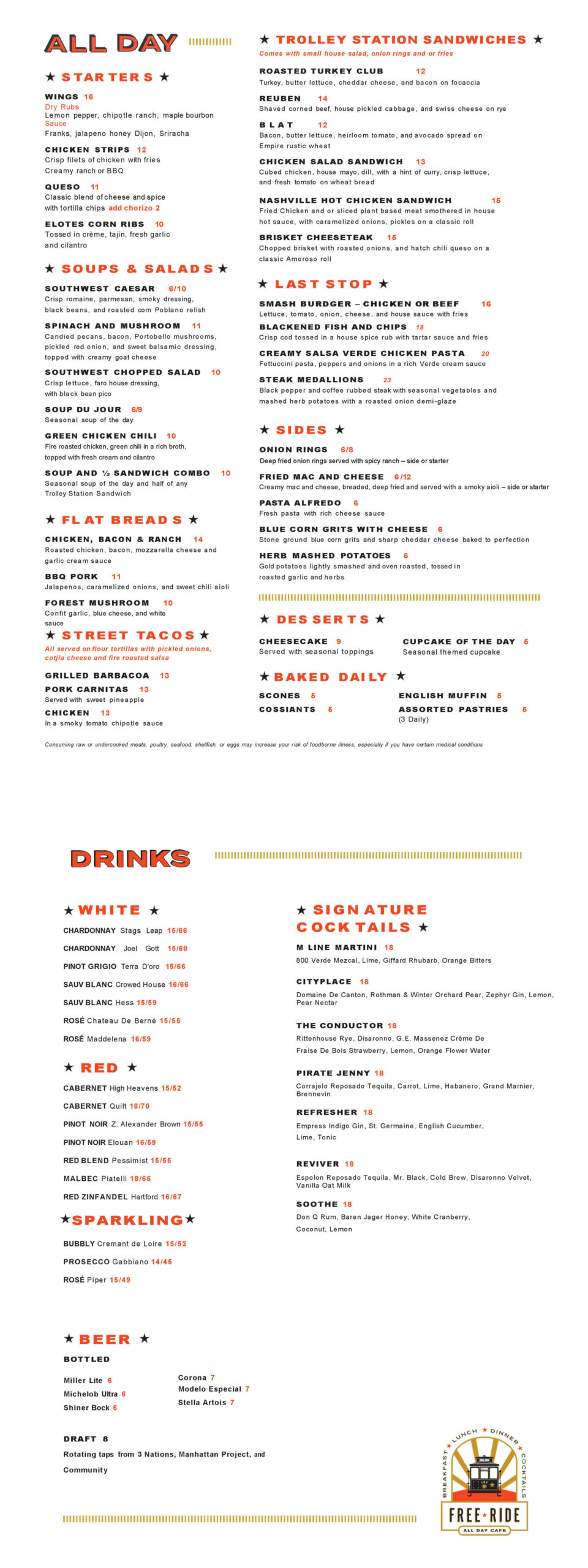 a menu for a restaurant with a lot of food on it